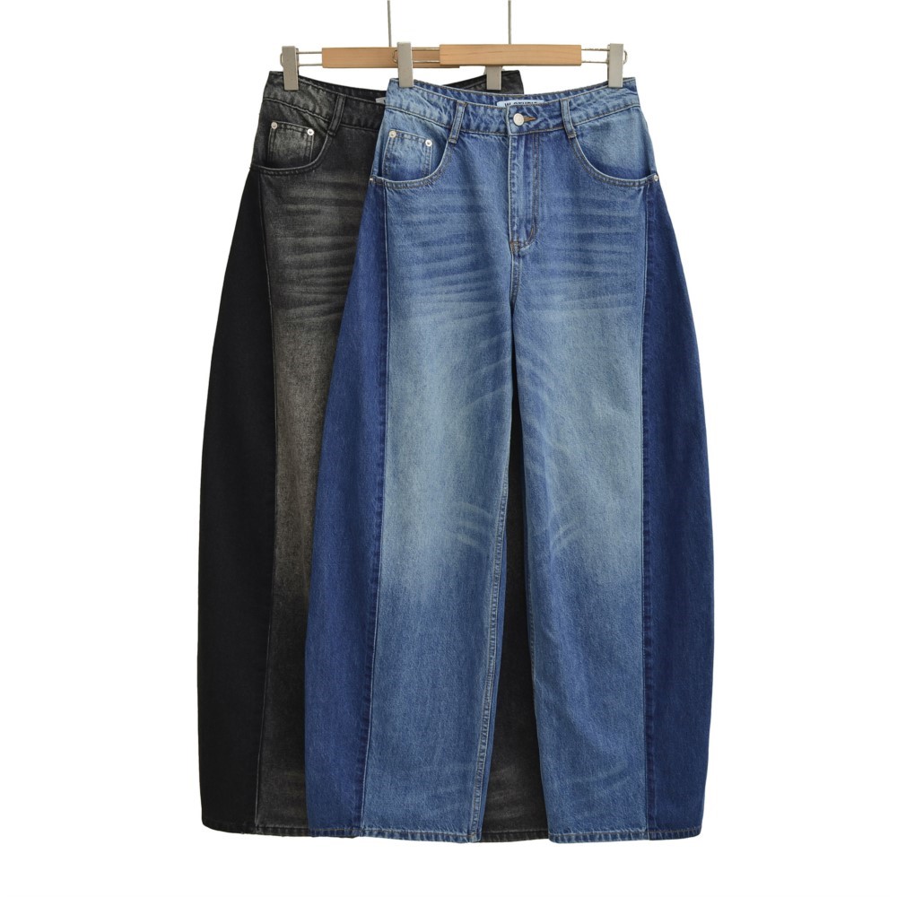Wide Leg Trouser 70S - กางเกงยีนส์ทรงหลวมขากว้างสไตล์สตรีท MsChuh สำหรับผู้หญิง กางเกงลำลองเรียบง่าย แมตช์ได้ทุกลุค โดดเด่นด้วยความเป็นตัวของตัวเอง