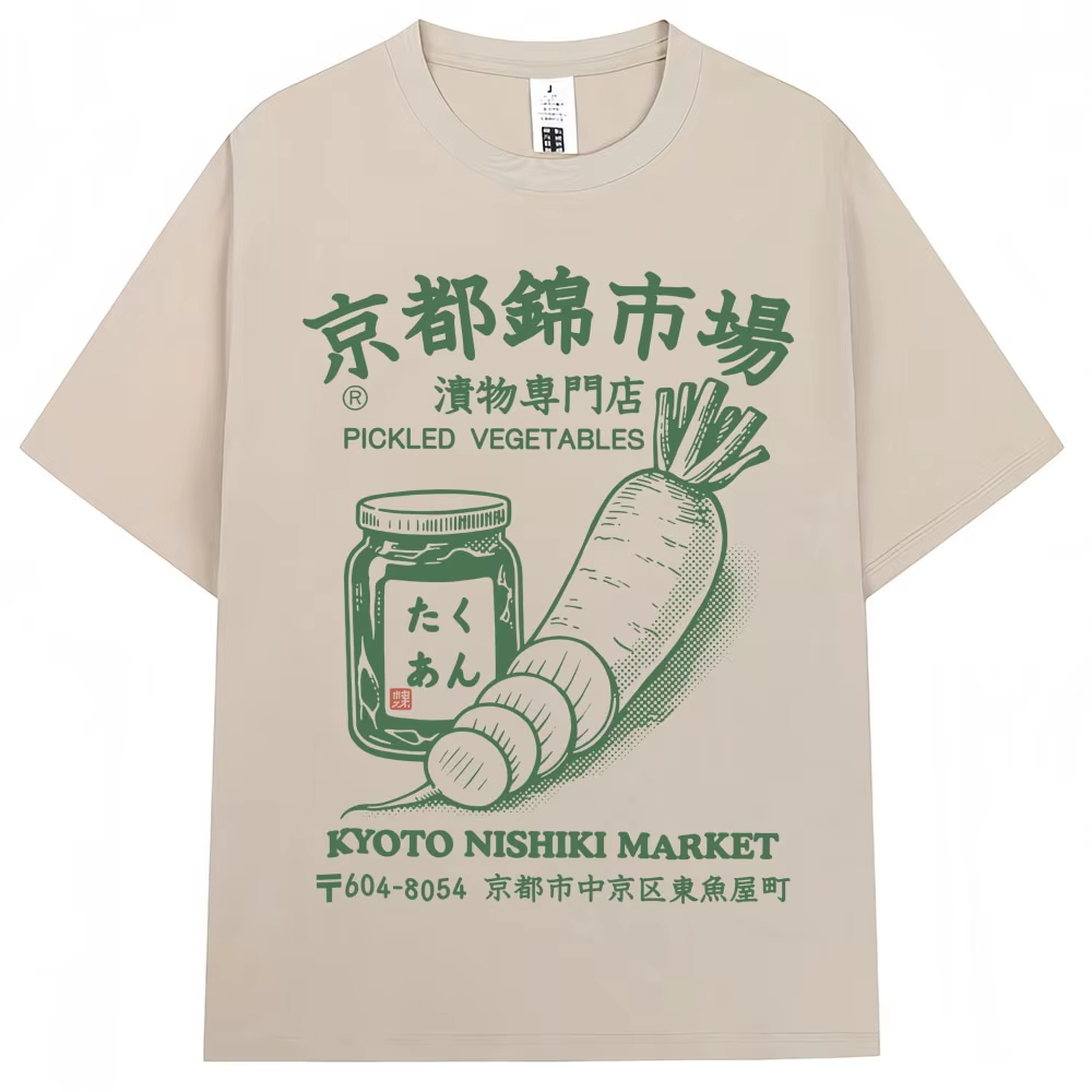 Vintage Fashion Kyoto - สไตล์ญี่ปุ่นตลาดนิชิกิเกียวโตเสื้อยืดพิมพ์ลายแฟชั่นวินเทจผู้ชายผู้หญิงเสื้อยืดลำลองเสื้อยืดสตรีทแวร์