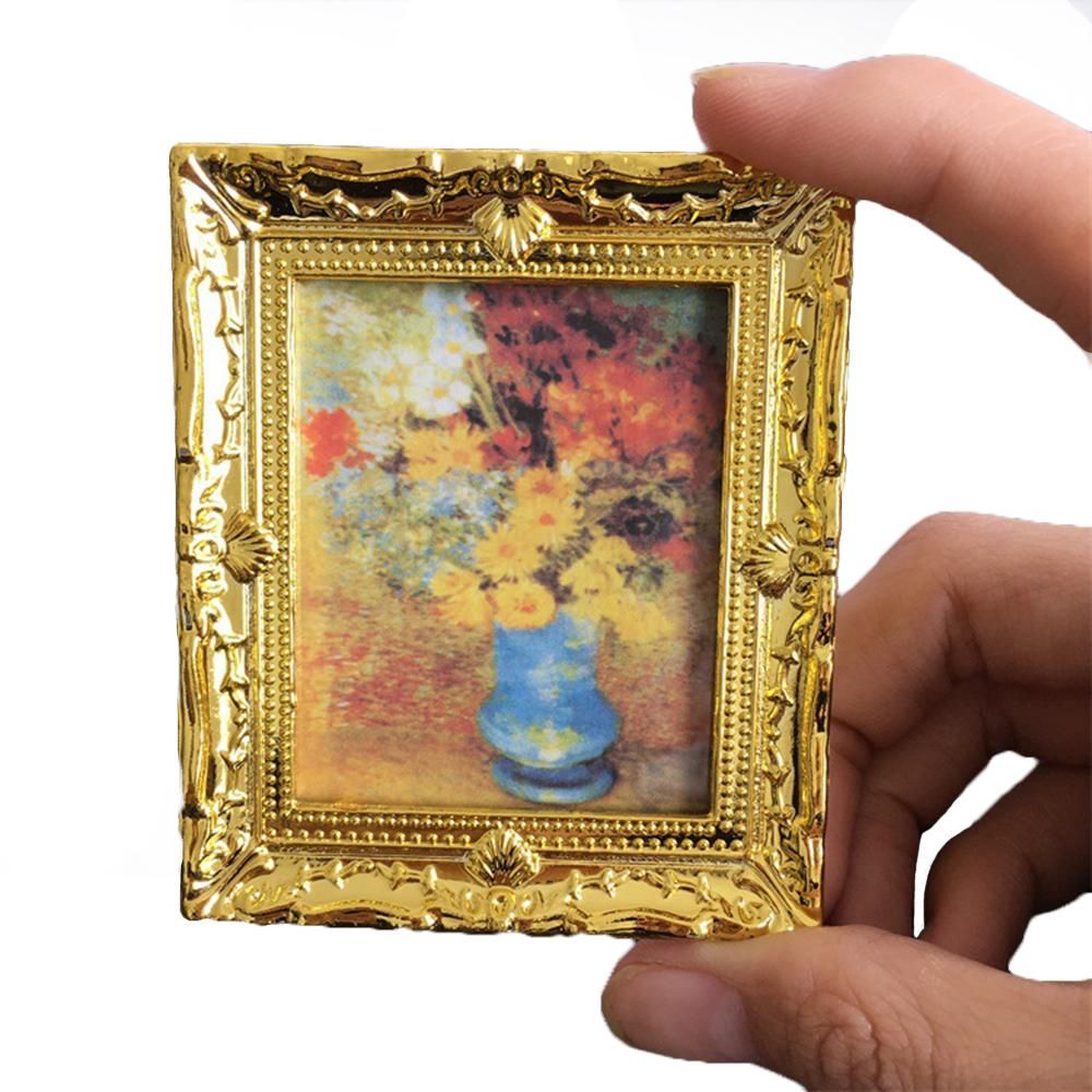 Vintage Fashion Toys - ของเล่นเด็กตุ๊กตาเครื่องประดับบ้านตุ๊กตางานฝีมือวินเทจภาพวาดสีน้ำมันขนาดเล็กภาพ1:12ขนาดเล็ก