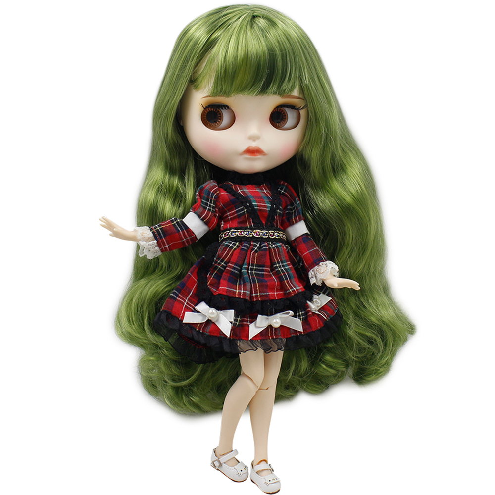 Vintage Fashion Toys - ICY DBS Blythตุ๊กตา30ซม.สีขาวผิวVintageสีเขียวยาว1/6 JOINT Bodyใหม่Matteหน้าคิ้วLip Gloss