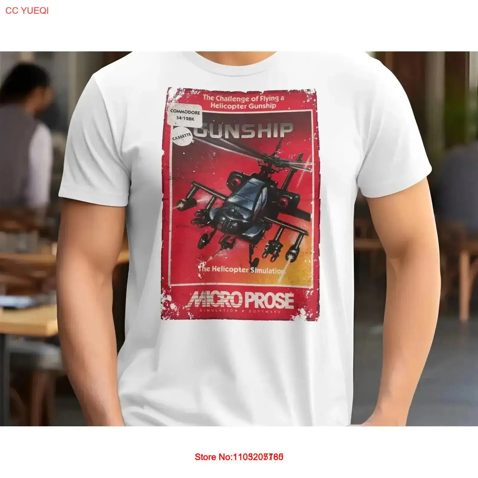 Vintage Fashion Art - เสื้อยืดลายเกม Gunship 8 บิต C64 สีต่างๆ