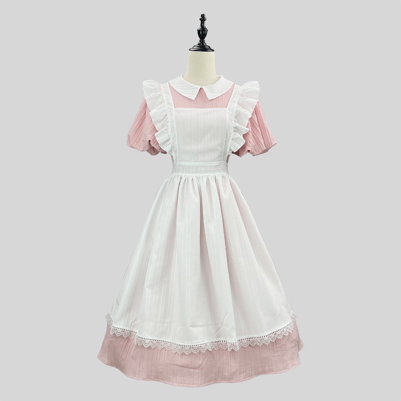 ชุดแม่บ้านสีชมพูขาวยาวพร้อมปกค - Vintage Slip Dress บทวิจารณ์และราคา