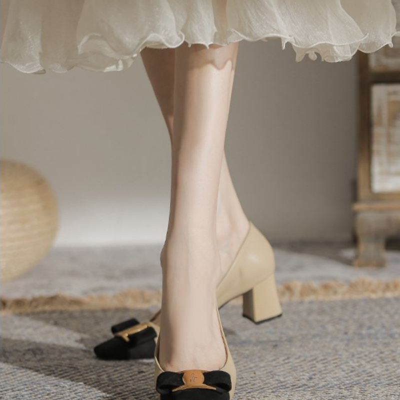 รองเท้าส้นบล็อกแบบสวม หัวเหลี่ - Vintage Slip Dress บทวิจารณ์และราคา