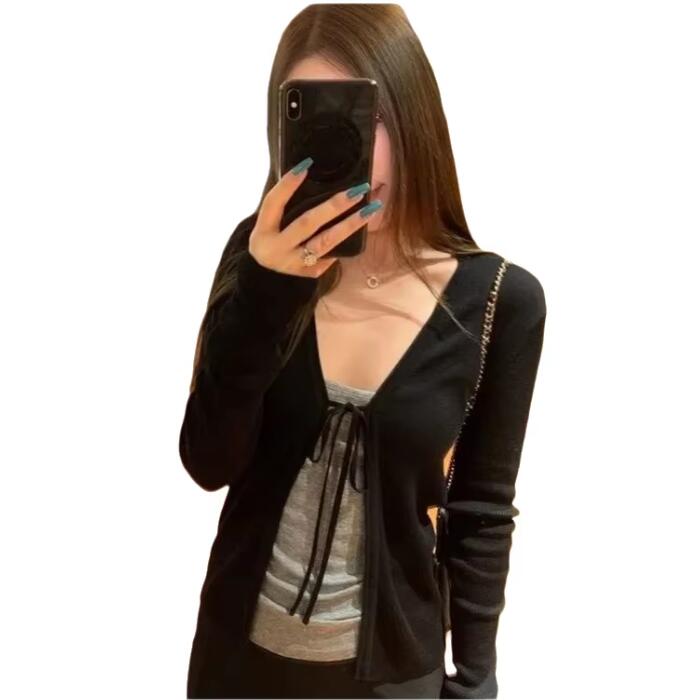 เสื้อคาร์ดิแกนถักแขนยาวบางสำหร - Vintage Fashion Postcards บทวิจารณ์และราคา