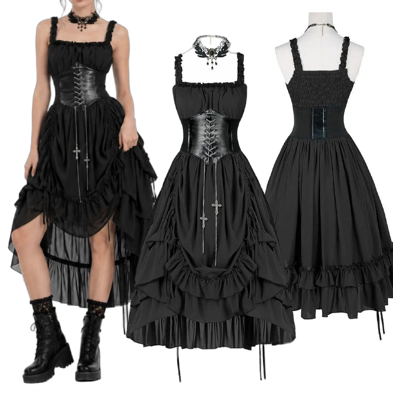 ชุดเดรสโกธิคผู้หญิง คอร์เซ็ทสี - Vintage Slip Dress บทวิจารณ์และราคา